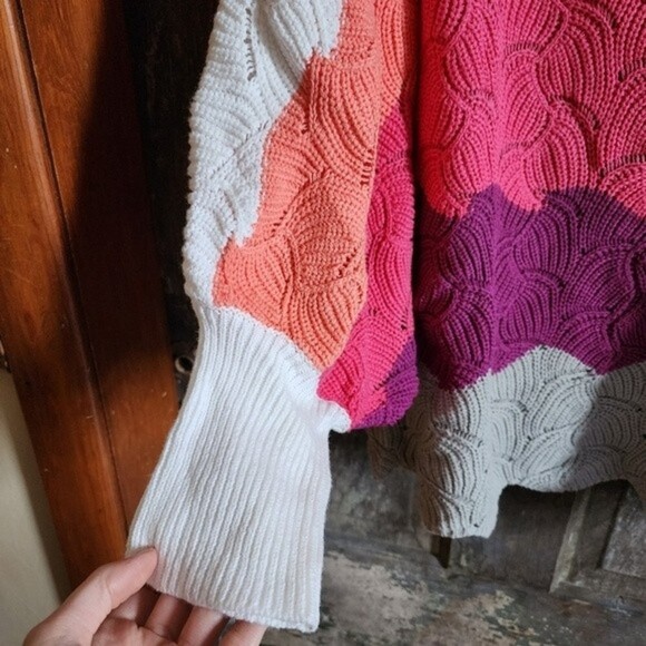 Andree by Unit Coral Colorblock Dolman Sleeve Oversized Sweater Size 1X - Picture 5 of 10